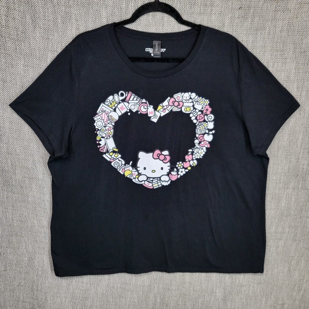 Hello Kitty & Friends Sanrio Graphic T-Shirt Women's 100% Cotton Black Size 2XL